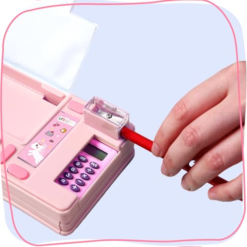 LilyBeauty Estojo Multifuncional com Calculadora, Apontador de Lápis e Currículo, Vários Padrões Fof