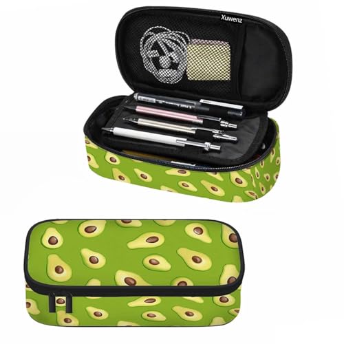 Image of Green Avocado Pencil Holder Bag Exotic Tropical Fruits Pencil Case College Office School for Teens Boy Girl