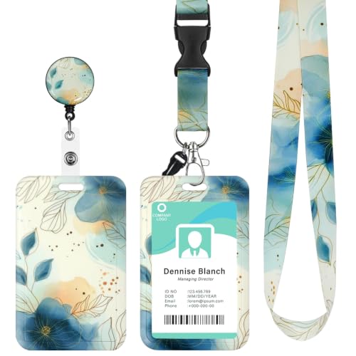 Porte Badge avec Cordon Tour de Cou, Lanyard Strap Neck avec Swivel Lobster Clasp, Porte Carte pour Bureau École, Carte de Bus (F)