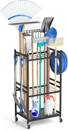 Snazzy Garden Organizer With Wheels, Yard Tower Rack for Garage S...