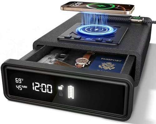 Smart Biometric Safe with Phone & Watch Wireless Charging, 3 Acce...