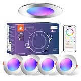 DUSKTEC Downlight LED Techo Empotrable RGB & Blanco Frío a Cálido 2700K-6000K, Pack de 4 Foco Empotrable LED Techo Multicolor Regulable Inteligente, Ojos de Buey LED 7W 660Lm, Compatible Alexa, Níquel
