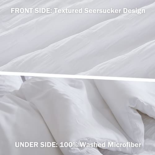Avelom White Comforter Queen Size Set With Sheets - 7 Pieces Bed In A Bag Seersucker Complete Bedding Set, All Season Lightweight Bed Set With Comforter, Sheets, Pillowcases & Shams #TOP3