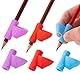 Stylo 3 Stück Bleistiftgriffe für Kinder, Handschrift, perfekte Stifthalter für Kinder, Zuhause, Schule und Vorschule, Schreibwerkzeuge für Kinder, verschiedene Stiftgriffe (Rot, Blau, Lila)