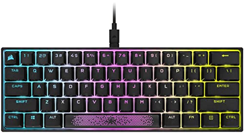 Corsair K65 RGB Mini 60% Mechanical Gaming Keyboard (Customizable RGB Backlighting, Cherry MX Blue Keyswitches, PBT Double-Sh