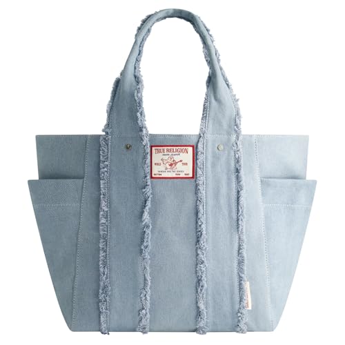 Sac de voyage femme True Religion en denim frangé idéal pour le week-end