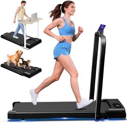 Walking Pad with Handle Bar, 2.5HP Walking Pad Treadmill, 3 in 1 Portable Under Desk Treadmills for Home Small Space, Foldable Folding Home Treadmill with Remote Control, 320LBS Capacity