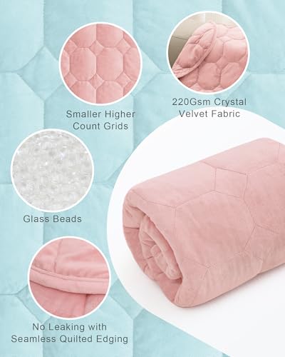 Image of Weighted Lap Blanket 7lbs, Cozy Luxury Crystal Velvet Weighted Blanket for Adults, Small Weighted Blanket for Relaxation, Sleeping, Travel, Dull Pink, 29 inch x 24 inch