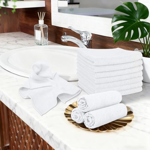 Image of Orighty Microfiber Washcloths 800 Pack, Highly Absorbent and Soft Feel Face Cloths, Multi-Purpose Wash Cloths & Hand Towels for Bathroom, Hotel, Spa, and Gym, 12x12 Inch, White