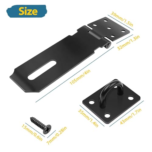 4 Zoll Vorhängeschloss Haspe, Leryati Sicherheits Überfalle Schloss Riegel für Vorhängeschloss, Sicherheitsüberfalle mit Schrauben Schloss Vorrichtung Schuppenschloss