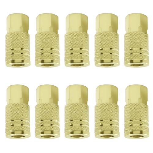 OSVJE 10 Pack Brass Female Industrial Coupler, 1/4 Inch Air Hose Fittings Quick Connector, 1/4” NPT Internal Couplers for Auto Shop, Professional Jobsites