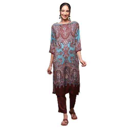 Image of BIBA Women's Liva Rayon Straight Fit Regular Printed Kurta
