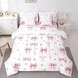 Erosebridal 7Pcs Pink Bow Comforter Set Full Size for...