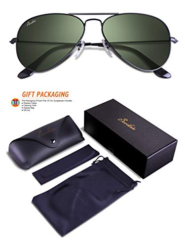 Image of Classic Aviator Teardrop Style Glass Lens Metal Frame Sunglasses For Men Women UV400 Protection