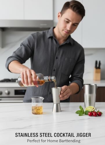 Image of 30 /60 ml Stainless Steel Double Jigger | Dual Shot Measure | Cocktail Peg Measure | Bar Measuring Cup | Food Grade Stainless Steel | Home Bar & Bartender Tool