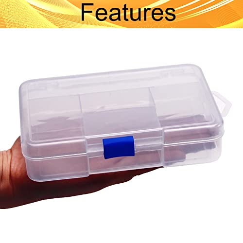 Image of Clear Plastic Organizer Box,5 Grids Fixed Storage Container Jewelry Box for Beads Art DIY Crafts Jewelry Fishing Tackles 5.71 inchx3.94 inch x1.26 inch(LxWxH) 2PCS