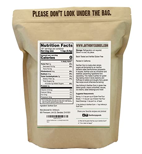 Anthony's Xanthan Gum, 1 Lb, Batch Tested Gluten Free, Keto Friendly, Product Of Usa #TOP1