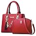Produktbild ChenTeShangMao Handtasche - Damen-Rucksack, Mutter-Beutel, Motorrad-Beutel, PU-Material, Querschnitt-Platz, 2 Taschen, Massiv Schwarz/Rot/Rosa, 37 * 13 * 30CM Mode-Geldbörse (Color : Red)
