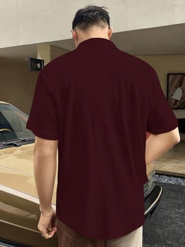 Image of GRECIILOOKS Men's Polycotton Shirt |Stylish Casual Regular Fit Shirts | Textured Half Sleeve | Slim Fit | Business & Meeting Ready (Available in Plus Size)