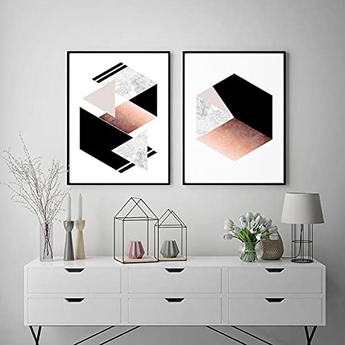Affiche géométrique marbre lot de 2 toiles abstraites minimalistes pour salon 50x75cm