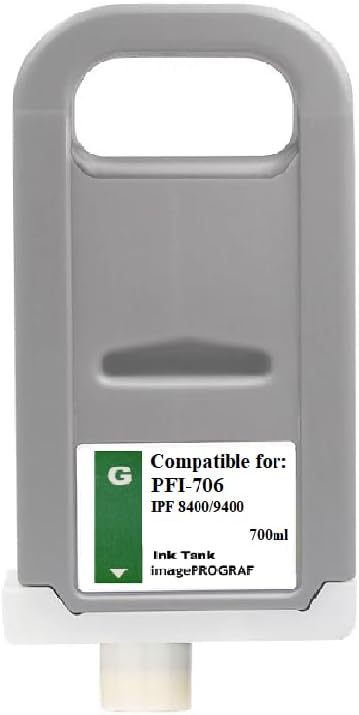 Vivid Colors VC PFI-706 Green Ink Cartridge for Canon PFI-706GN (700ml, Green) for Canon imagePROGRAF 8400 9400 Printer.
