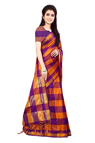 Sari de mezcla de algodón de mujer morado ropa tradicional india elegante 3