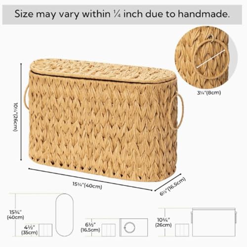 Aundhegrtt Grand Porte-Papier Toilette en Osier Vintage Tissé avec Couvercles, Rangement pour Maison, Hôtel, Salle de Bain, Grande Capacité. – vue 6