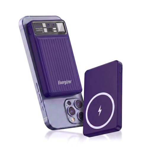 Image of Energizer 22.5W Fast Charging Wireless Power Bank 10000mAh, 15W Qi Wireless, USB-C PD + QC Output, Compact Portable Charger for iPhone, Samsung, Android | Travel Friendly | 1 Yr Warranty | Purple