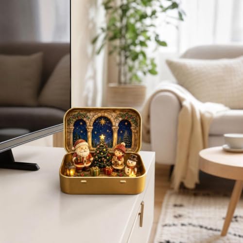 Christmas Mini Figurines Set in A Tin Box Tabletop Christmas Ornament - image 5