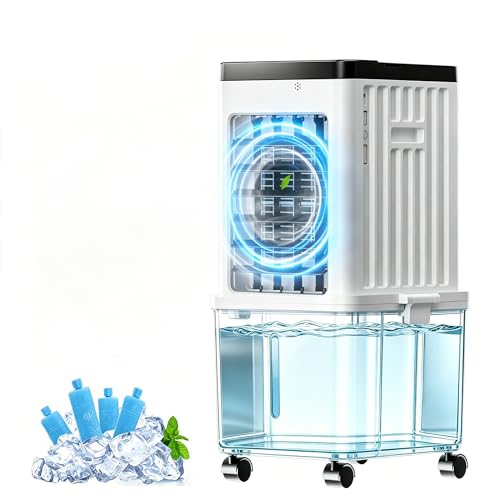 Portable Air Conditioners, 3-in-1 Portable AC Unit with Removable 2.6 Gal Water Tank, Dehumidifier & Fan,Evaporative Air Cooler Windowless with 3 Wind Speeds Swamp Cooler for Bedroom Office Garage by SimerSure - Used condition - US$62.39