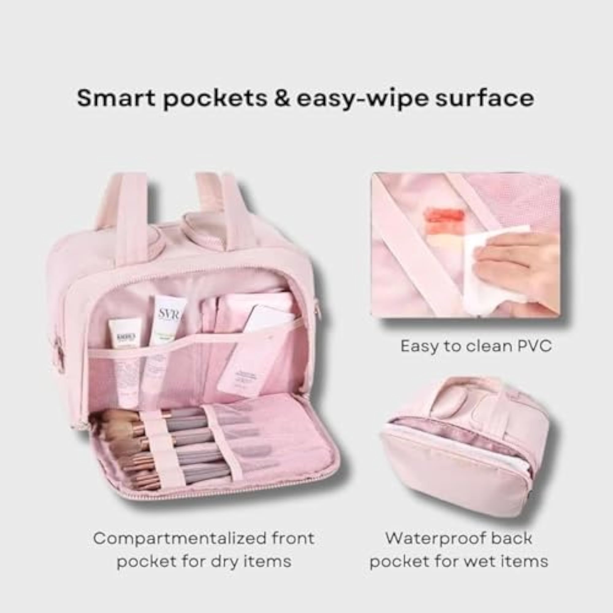 Travel Cosmetic Bag with Double Layer Storage