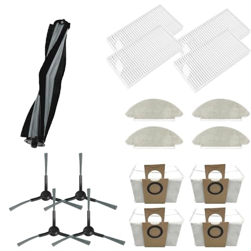 NUHFUFA 17 PCS Robot Vacuum Cleaner Accessories for VIOMI Alpha 2 Pro, 4xSide Brush/1xMain Brush/4xDust Bag/4xPad/4xFilter