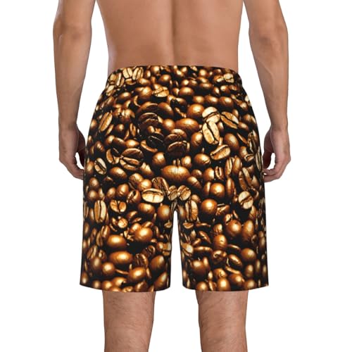 Funny Roasted Coffee Beans Print Stylish Men Beach Shorts Lightweight Cozy Swim Trunks Summer Casual Outings Holiday3