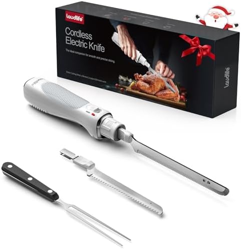 New Upgrade Cordless Electric Knife, Serrated Blade Knife for Tur...
