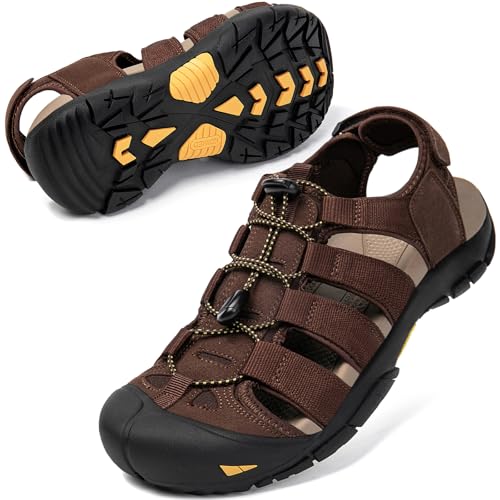 KOIMED Men's Athletic Sandals - Closed Toe Sport Hiking & Outdoor Walking Water Sandals with Anti-Slip Cushioning and Breathable Mesh