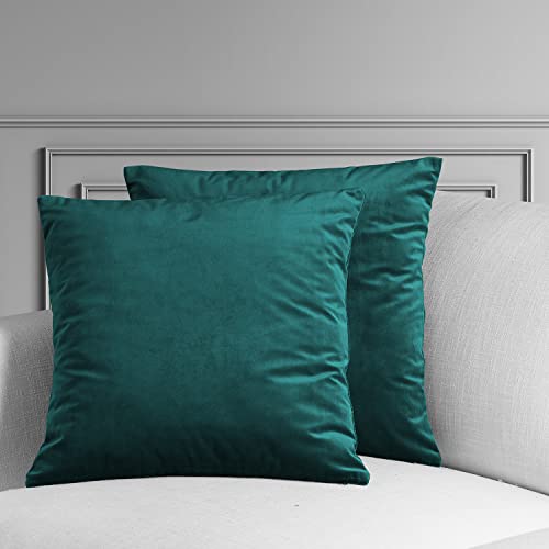 Image of HPD Half Price Drapes Cushion Cover 18 x 18 Heritage Plush Velvet - VPYC-179921-CC18PR - Pair, Deep Sea Teal
