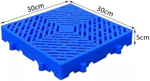 Plastic Pallet, Modular Nestable Storage Floor Pad, Waterproof HDPE Tiles - Breathable Grid, Article Racks for Garage Supermarket Basement Barn Dry (Color : Blue, Size : 11.8x11.8x2in)