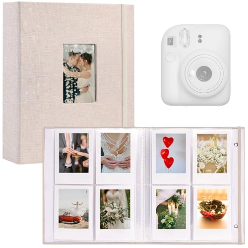 Fujifilm Photo Album, Mini Instant Film Photo Album, 208 Photos Pictures Book 2x3 Inch, Linen Hardcover Polaroid Book for Polaroid Instant Camera, Travel Family Anniversary Baby Vacations Beige 1 Pack