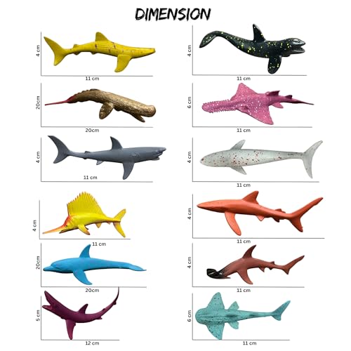 Image of Fish toys for kids -Realistic Ocean Underwater Animals Figures Toy Playset 12PCS Water Animal Figurine Toys Set for Boys and Girls Birthday Gifts for Children Decoration Educational & Learning Items