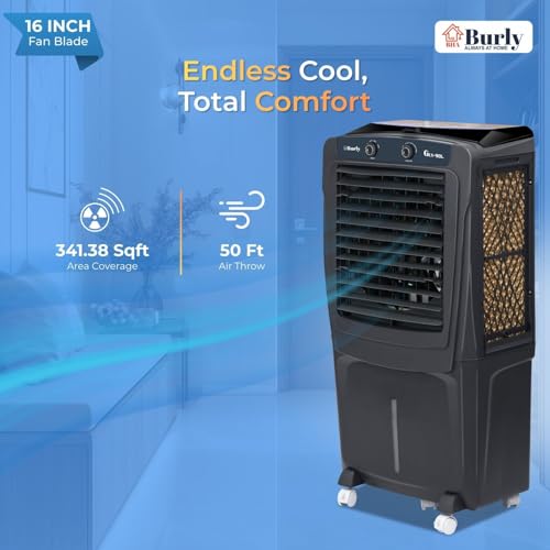 Image of BHABURLY GLX 90 L Glass Top Desert Air Cooler | 16-Inch Blade | 2900 CMH Air Delivery | 190W Motor | Auto Fill Water Indicator | 1-Year Warranty | Powerful & Elegant