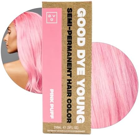 Good Dye Young Semi-Permanent, Pastel Pink Hair Dye, 5 FL OZ, Pink Puff