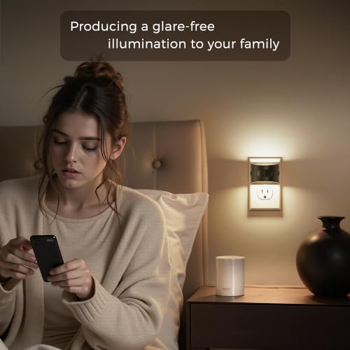 Image of L LOHAS LED Night Light with Motion Sensor & Dusk to Dawn Sensor, 3CCT | Night Lights Plug into Wall, Motion Activated Night Light, Black Housing 4 Pack
