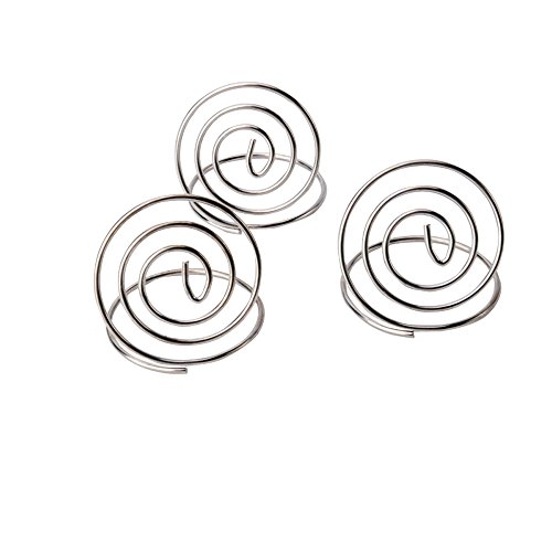 10 PACK 1.38 Inch High Carbon Steel Name Place Cards Stand Holder Table Number Holders Pictures Paper Note Clips Memo Photo Holder Card For Wedding Party Christmas Decorations (Silver-Sprial-10)