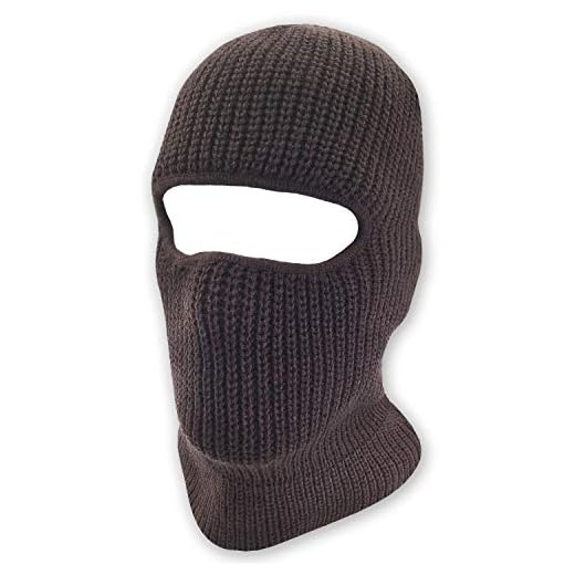 Double Layered Knitted One Hole Ski Mask - Assorted Colors Tactical Paintball Running (Brown)
