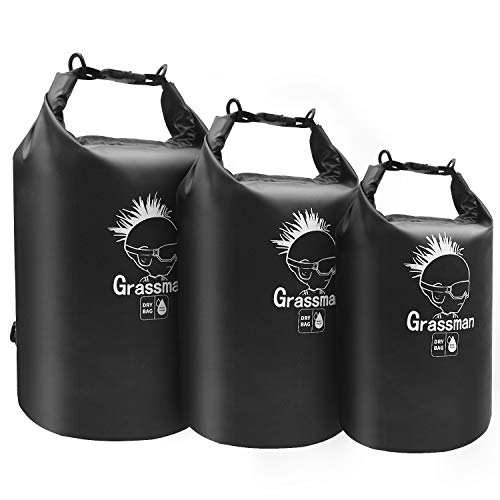 Grassman Waterproof Dry Bag, 190D Diamond Ripstop Polyester Dry Storage Bag, Lightweight 3 Packs Dry Bag for Camping, Swimming, Boating, Kayaking, 5L/10L/20L