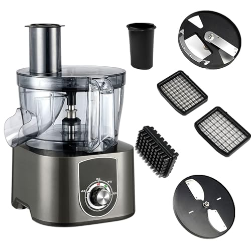600W Commercial Food Processor, 7L Electric Vegetable Dicer with 2 Cutterheads,2 Speed Adjustment, Chopping Blending Kneading Grinding Whisking for Cheese Shredding, Meat Cutting, Chopping and Slicing