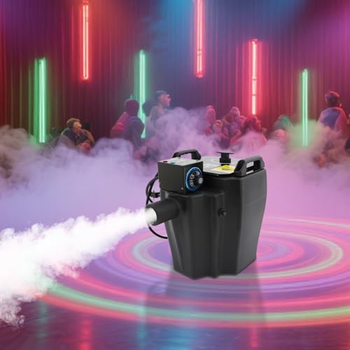 Máquina de humo con hielo seco de 3500 W, máquina de humo bajo para efectos escénicos en DJ, fiestas y eventos, generador profesional de niebla con control de temperatura para bodas, Halloween y clubes (negro) miniatura 3