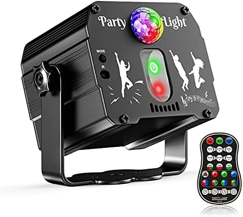 Disco Lights, Gvoo Sound Activated Mini Party Lights 5 Colours 60 Modes RGB Disco Ball Lights with Different Patterns and Timing Function for Holidays, Parties, Birthday and Christmas