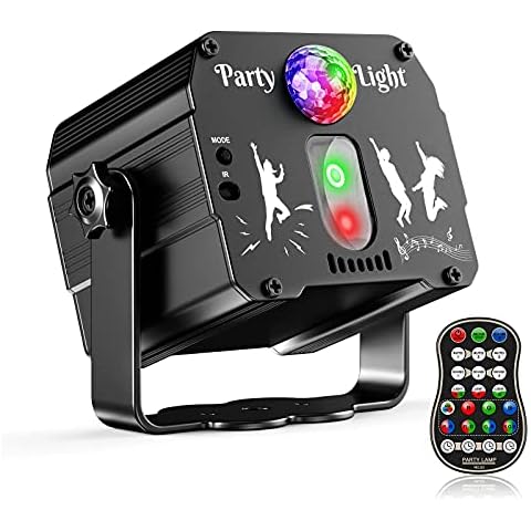 Disco Lights, Gvoo Sound Activated Mini Party Lights 5 Colours 60 Modes RGB Disco Ball Lights with Different Patterns and Timing Function for Holidays, Parties, Birthday and Christmas Cover