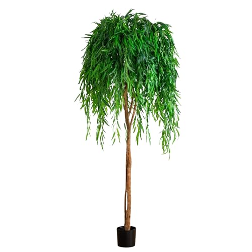 Nearly Natural 7ft Willow Tree Faux Plant, Realistic Indoor Artificial Tree, Home Office Décor